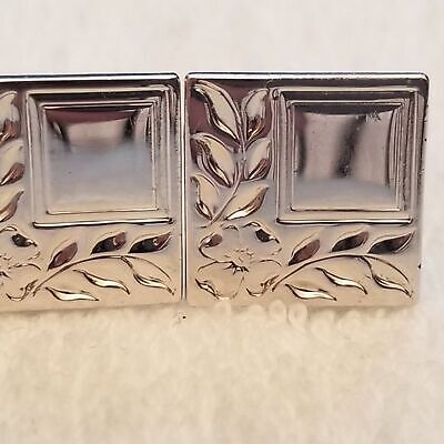 Silver Tone Square Leaf Cufflink