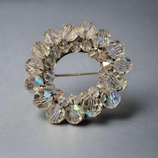 Round AB Bead Wreath Brooch