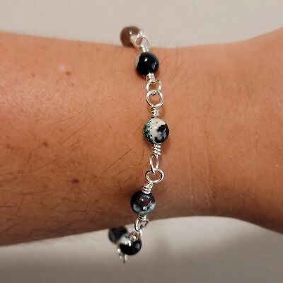 Handmade Wire Wrapped Agate Bead Bracelet
