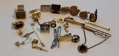 Lot of 22 Un-Paired Cufflinks, Tie Clips, Tie Tac & Stick Pins