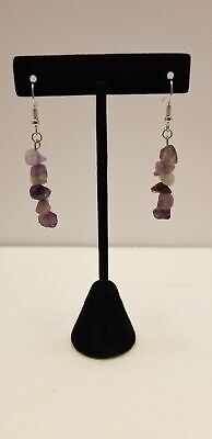 Handmade Purple Amethyst Chip Dangle Earrings