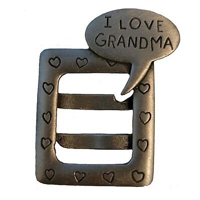Grey Vintage I Love Grandma Picture Frame Brooch