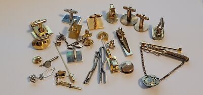 Lot of 22 Un-Paired Cufflinks, Tie Clips, Tie Tac & Stick Pins