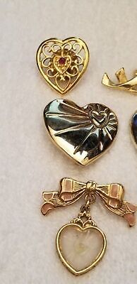 Lot of 9 Heart Shaped brooches