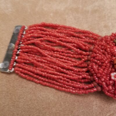 Vintage MaLee Coral Turquoise Beaded Bracelet