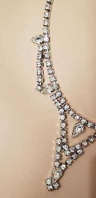 Vintage Silver Tone Prom/Formal Rhinestone Choker Necklace