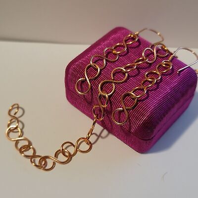 Handmade Figure 8 Copper Bracelet And Earring Set