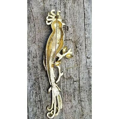 Gold Tone Enamel Rhinestone Bird Brooch