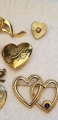 Lot of 9 Heart Shaped brooches