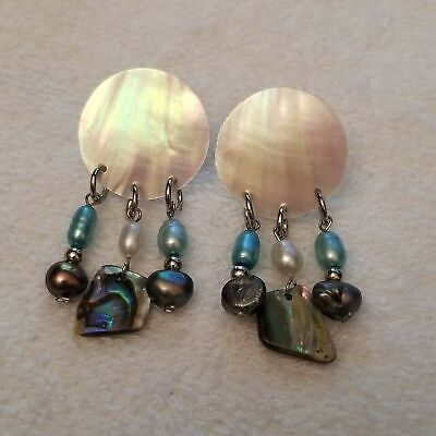 Mother Of Pearl Abalone Earrings