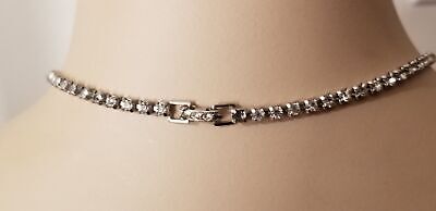 Vintage Silver Tone Rhinestone Prom/Formal Necklace