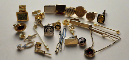 Vintage Men’s Jewelry Lot – 22 Pieces of Cufflinks, Tie Tacks, Tie Bars & Accessories
