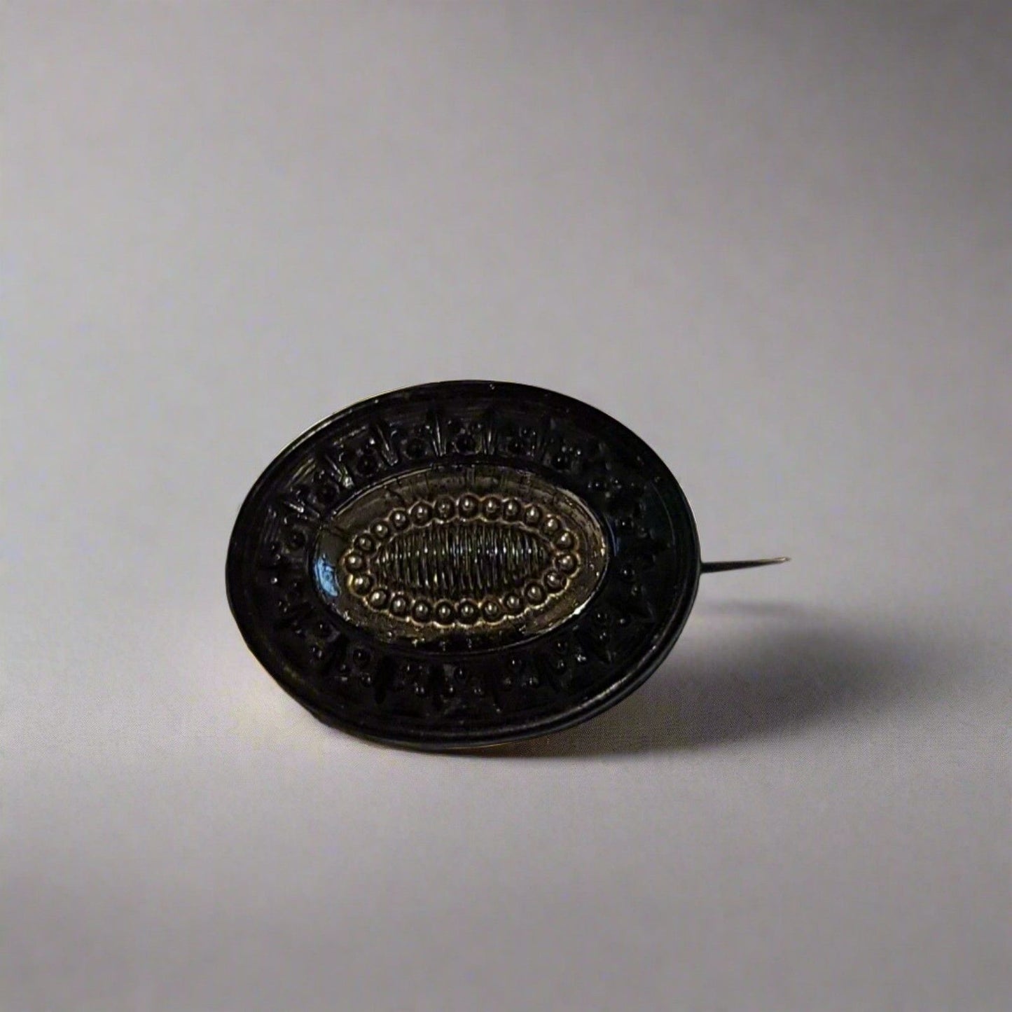 Vintage Black Oval Brooch