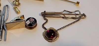 Lot of 22 Un-Paired Cufflinks, Tie Clips, Tie Tac & Stick Pins
