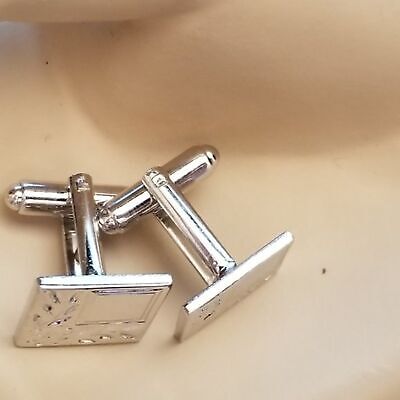 Silver Tone Square Leaf Cufflink