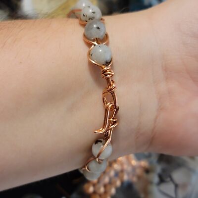 Copper Labradorite Wire Wrapped Bracelet