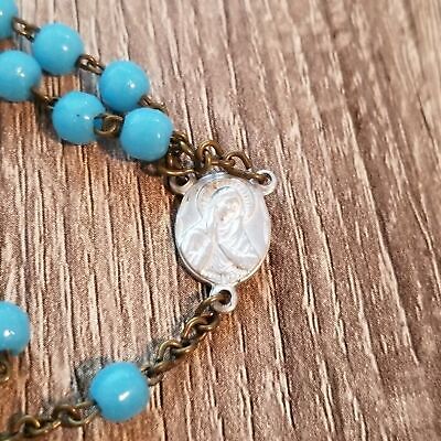 Turquoise Colored Glass Bead Rosary
