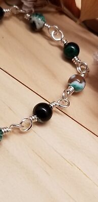 Handmade Wire Wrapped Agate Bead Bracelet