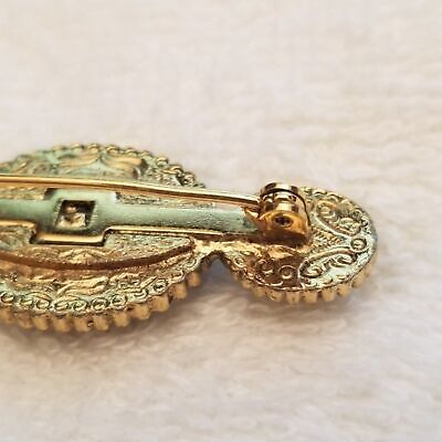 Black & White Gold Tone Brooch