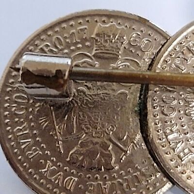 Vintage Silver Tone Coin Brooch