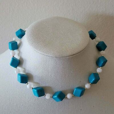 Vintage Blue and White Cubed Necklace