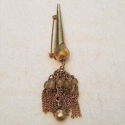 Vintage Gold Tone Fringe Brooch