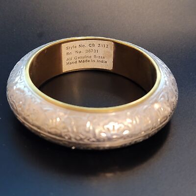 Silver Tone Brass Bangle Bracelet