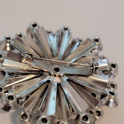 Vintage Silver Tone Rhinestone Brooch Pin