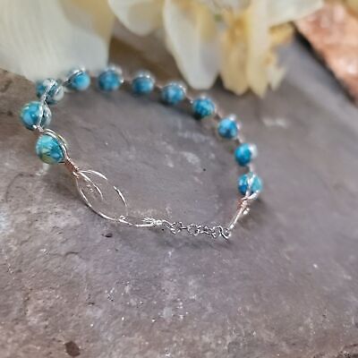 Handmade Silver Tone Wire Wrapped Cuff Bead Bracelet