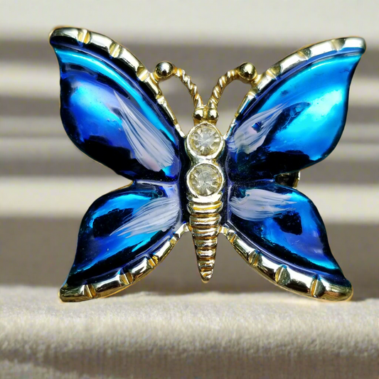 Blue & Gold Butterfly Brooch