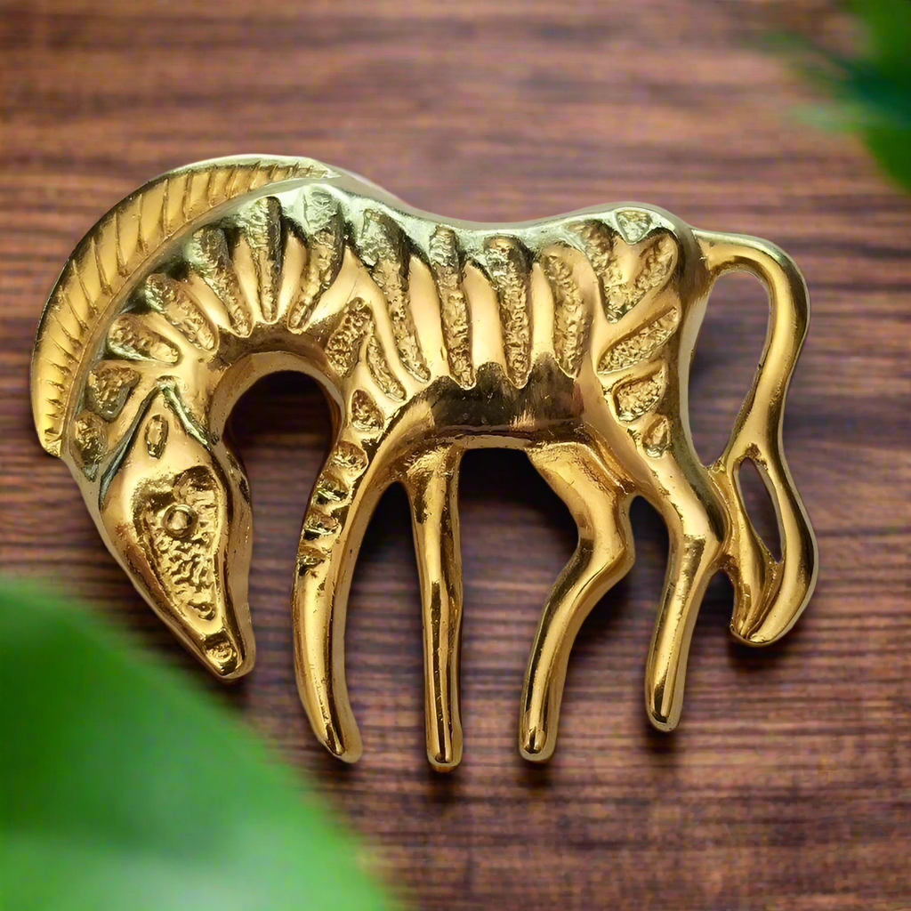 Gold Tone Zebra Brooch