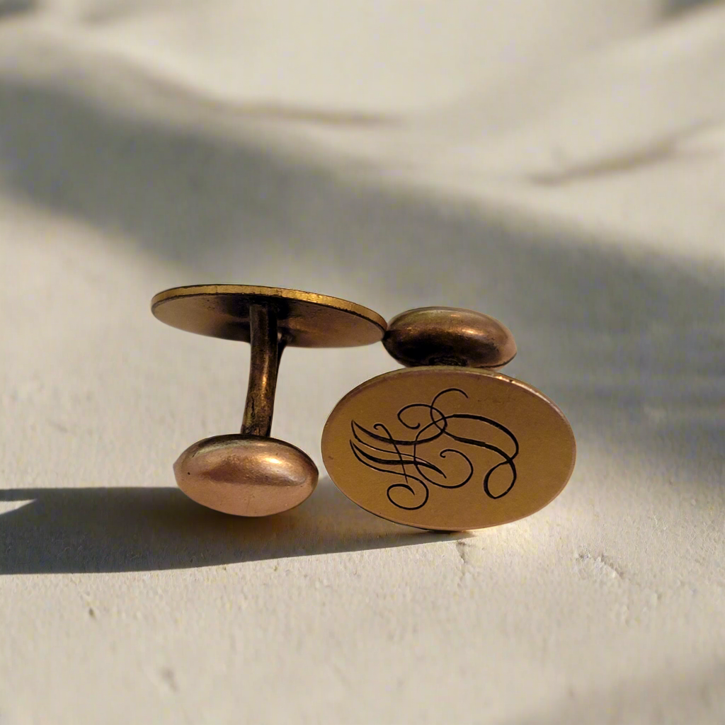 Vintage Gold Tone Monogram Cufflinks