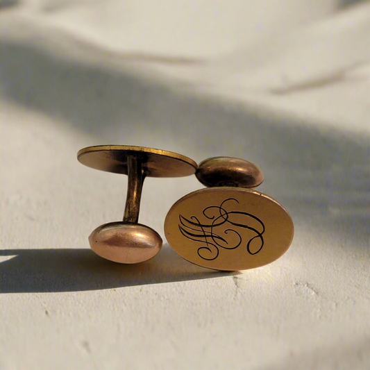 Vintage Gold Tone Monogram Cufflinks