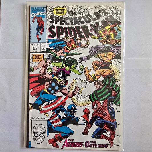 Spectacular Spider-Man #170 Marvel Comic Avengers vs Outlaws 1990