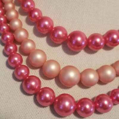 Vintage Pink 3 Strand Choker Necklace