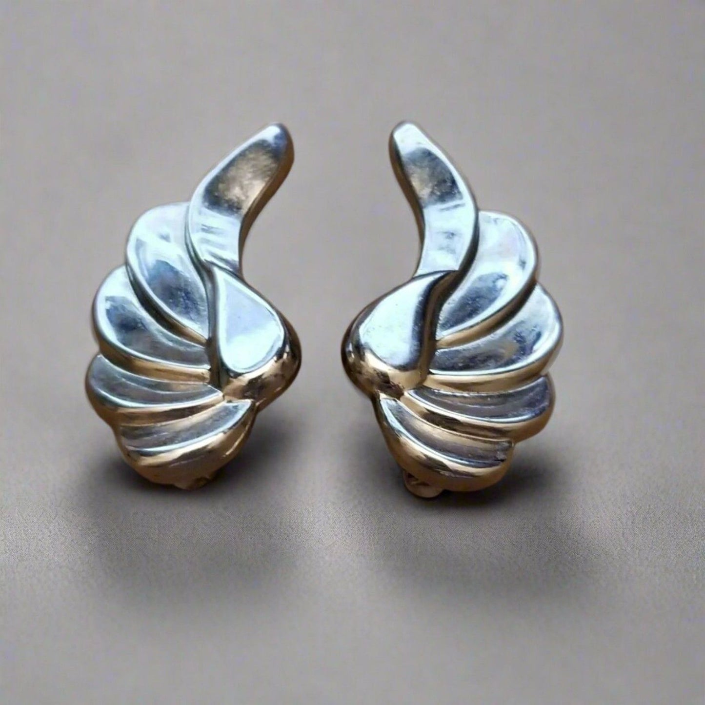 Vintage Silver Tone Wing Earrings