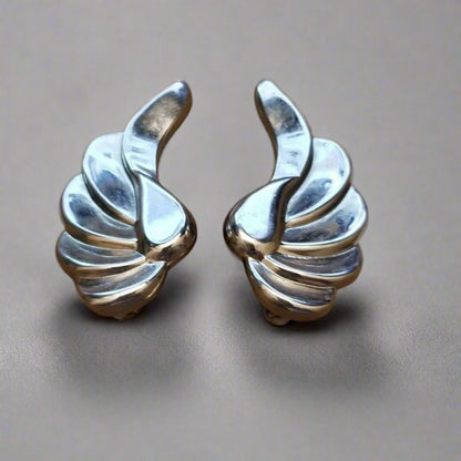 Vintage Silver Tone Wing Earrings