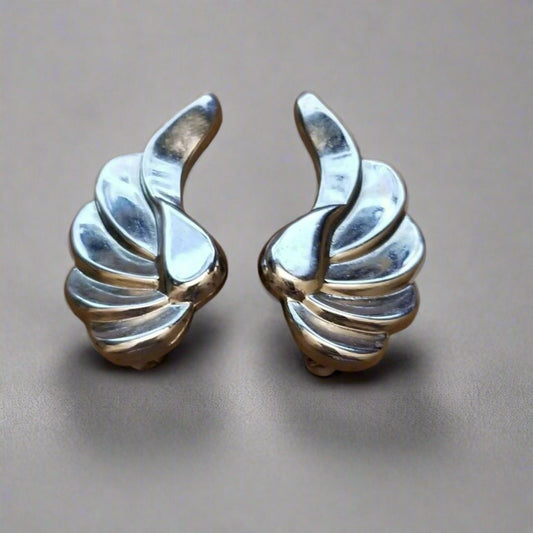 Vintage Silver Tone Wing Earrings