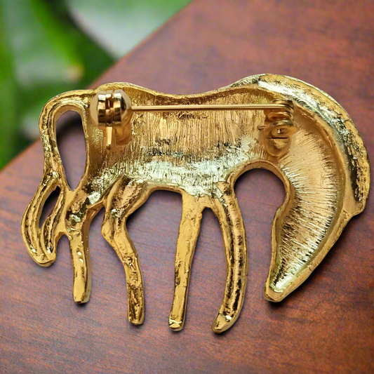 Gold Tone Zebra Brooch