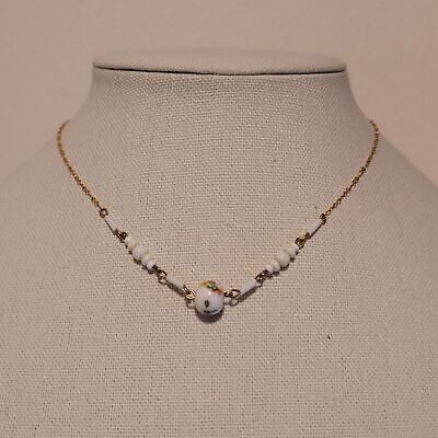 Vintage White Milk Glass Necklace