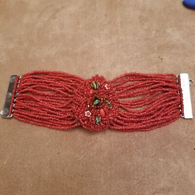 Vintage MaLee Coral Turquoise Beaded Bracelet