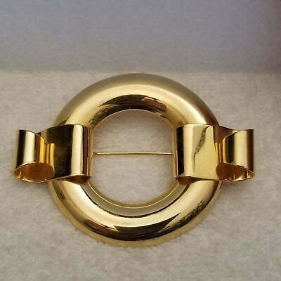 Round Gold Tone Brooch