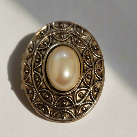 Vintage Silver Tone Perfume Locket Brooch