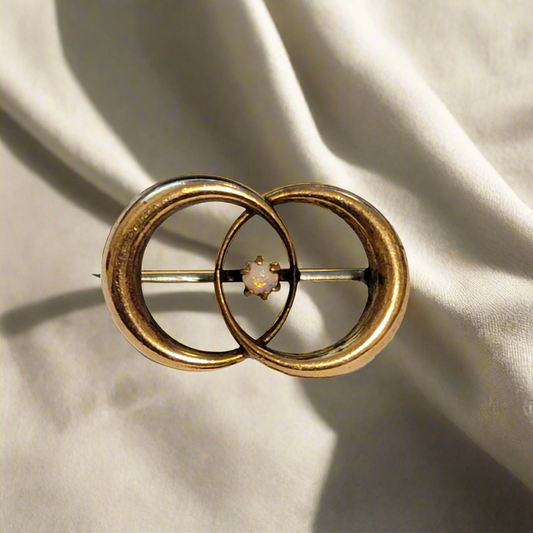 Vintage PSCO Opal Interlocking Brooch