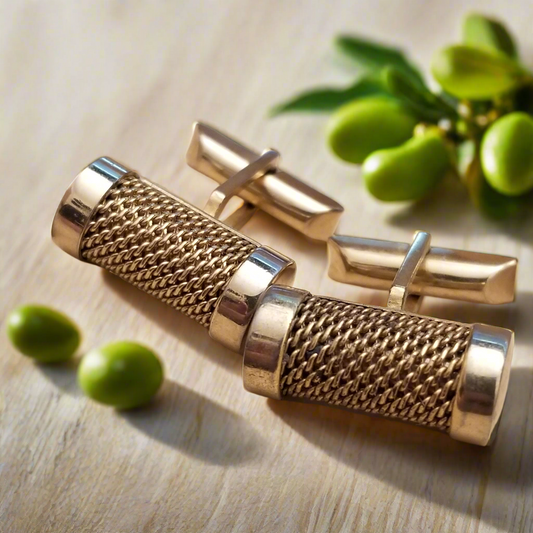 Vintage SWANK Gold Tone Mesh Cufflinks