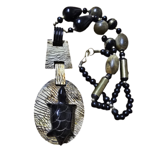 Handcrafted Turtle Pendant Necklace – Tribal Boho Statement Jewelry