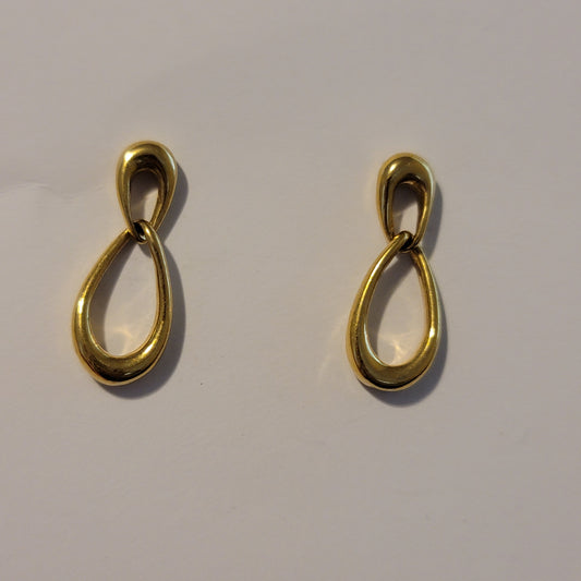 Gold Tone Dangle Tear Drop Earrings