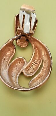 Vintage Erwin Pearl P.E.P Gold Tone Door Knocker Clip On Earrings