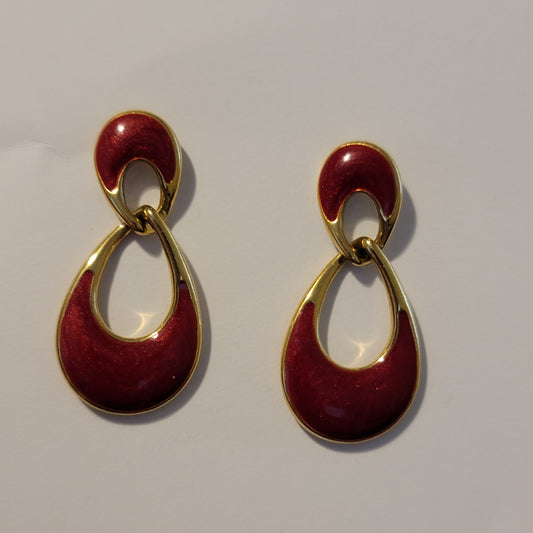 Red & Gold Dangle Earrings
