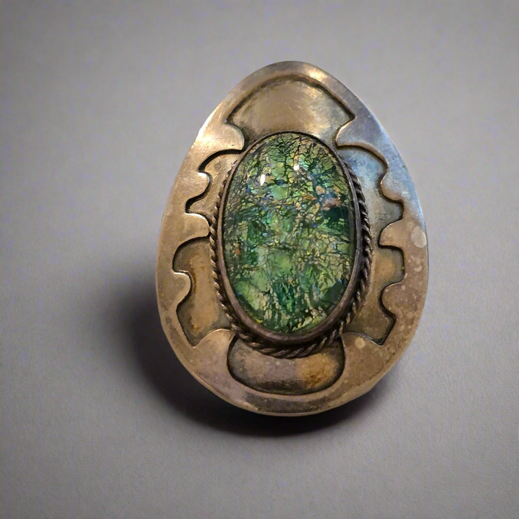 Vintage Sterling Dichroic Glass Brooch